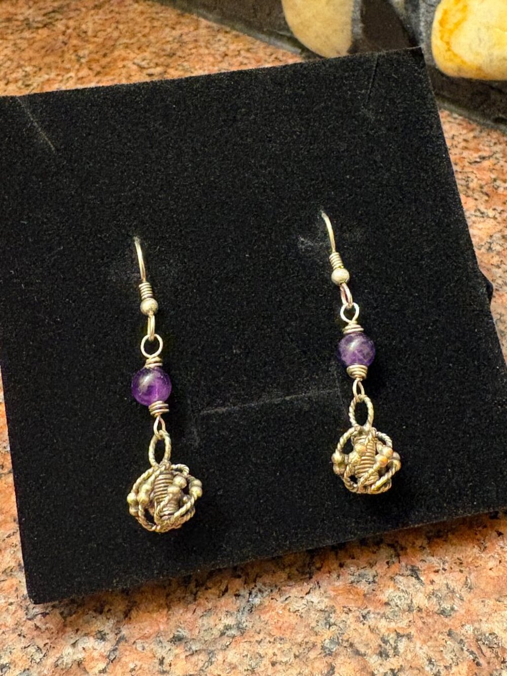Energy Harmonizer Dangle Earrings with Amethyst Stone
